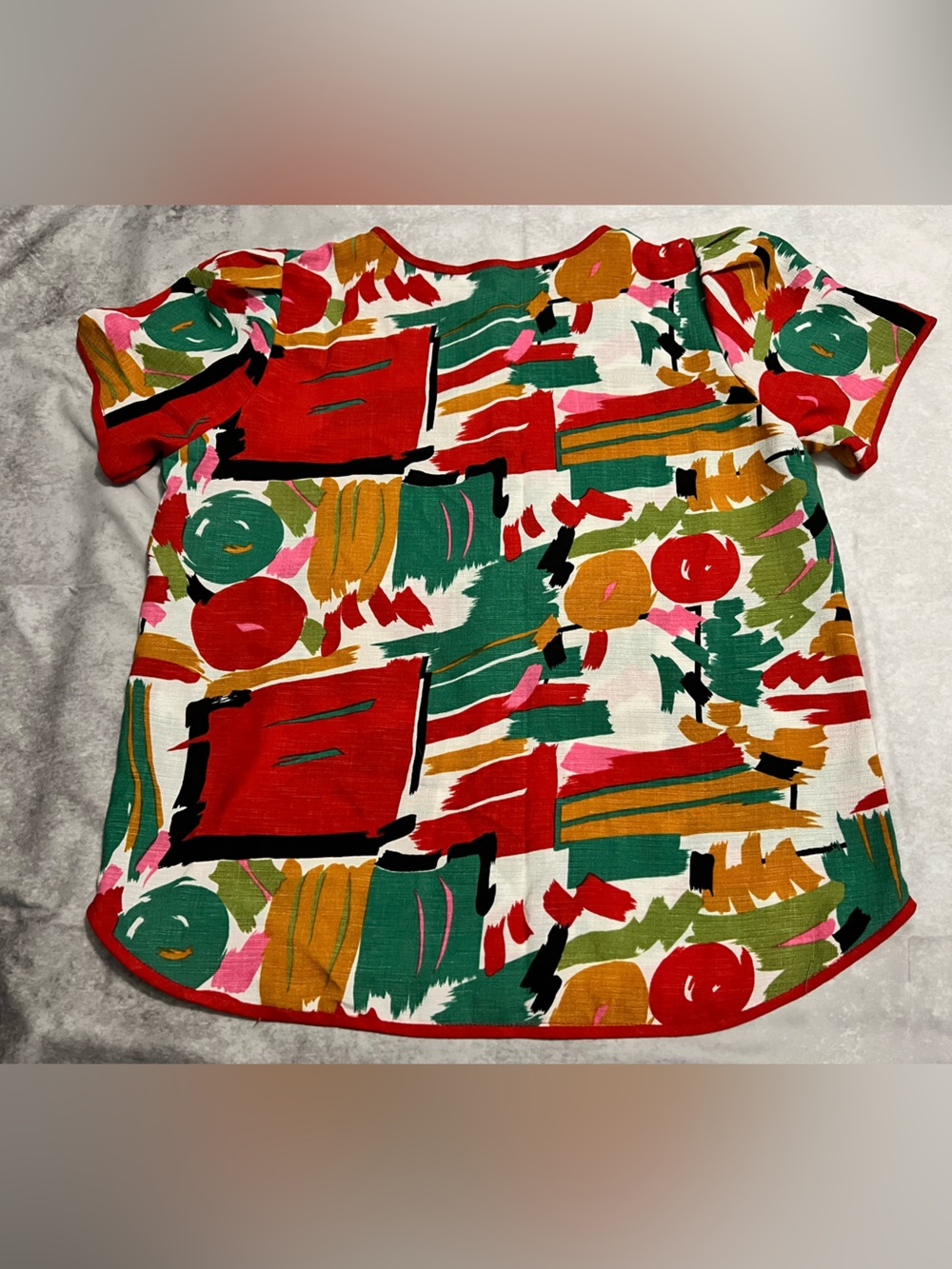 Abstract Brushstroke Button-Down Top in Multi-Color